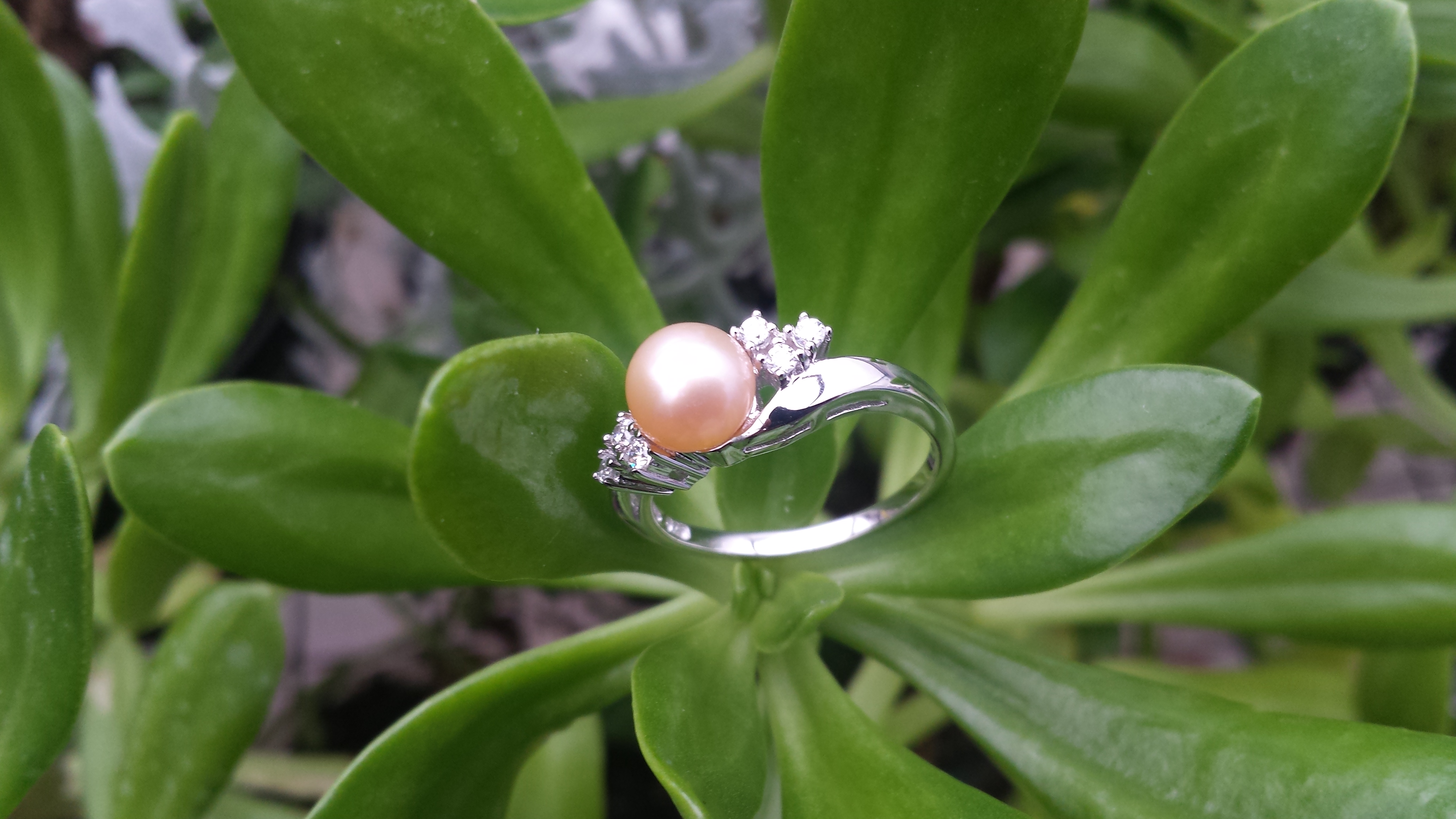 SUPERB PINK NATURAL FRESHWATER PEARL RING WITH SOLID 925 STERL